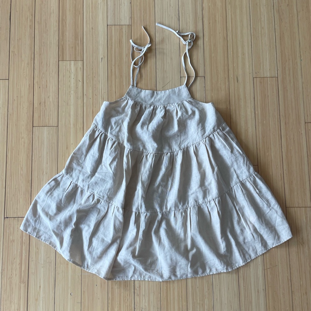Cream Tiered Sundress with Tie Straps
